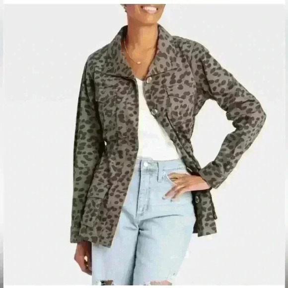 Women’s KNOX ROSE grey cheetah utility jacket. Size Small - Picture 1 of 7
